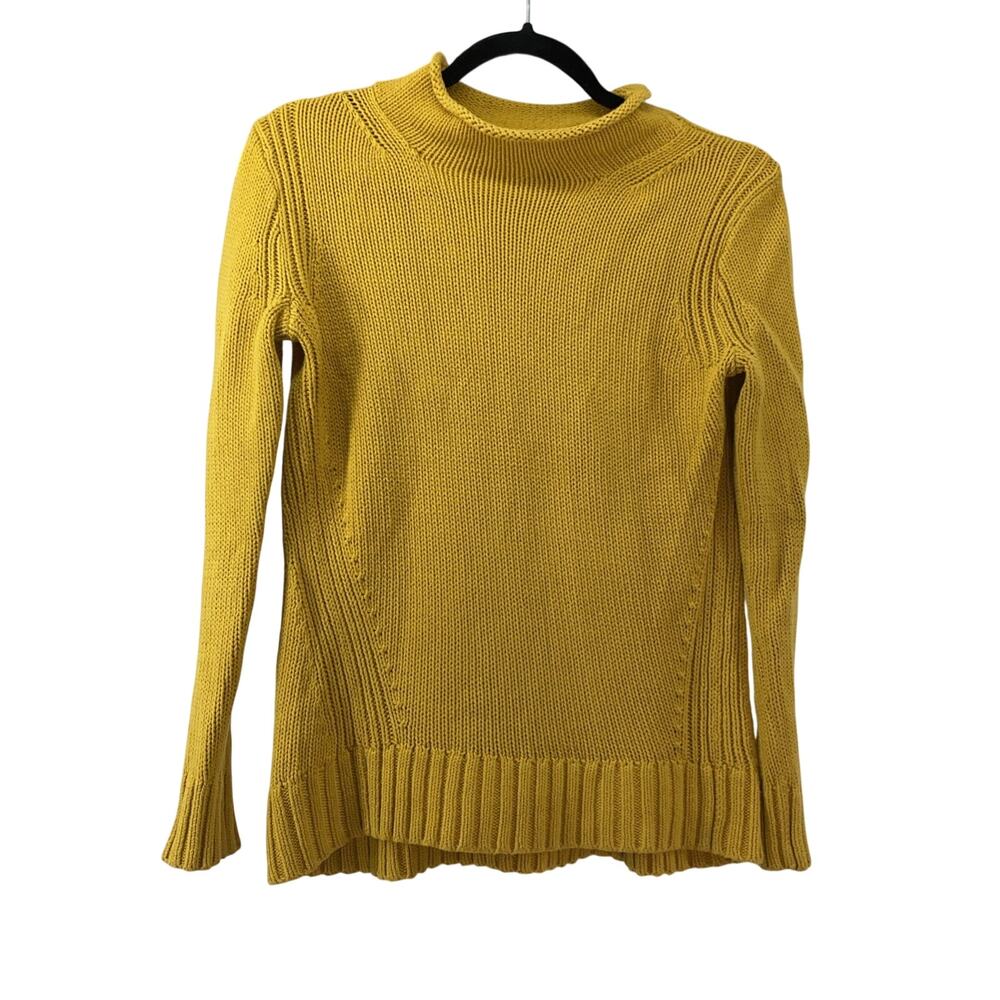 J. Crew Always 1988 Roll Neck Sweater Women XS Yellow Mustard Fisherman Prep